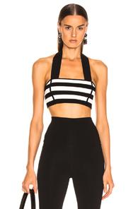 Khaite Janet Bralette Top In Black,stripes,white