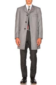 Thom Browne Classic School Uniform Twill Chesterfield Overcoat In Gray