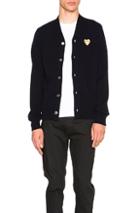 Comme Des Garcons Play Cardigan With Gold Emblem In Blue