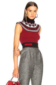 Fendi Cropped Turtleneck Sweater In Red