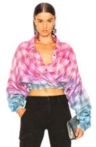 Amiri Plaid Crossover Oversized Shirt In Blue,pink,plaid