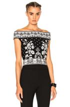 Alexander Mcqueen Off The Shoulder Top In Black,floral