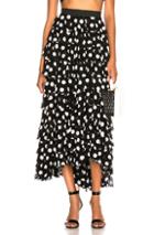Norma Kamali Ruffle Skirt In Black,geometric Print,white