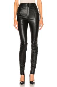 Saint Laurent Stretch Leather Leggings In Black