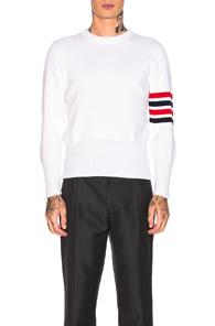 Thom Browne Merino Wool Crewneck Pullover In White