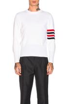 Thom Browne Merino Wool Crewneck Pullover In White