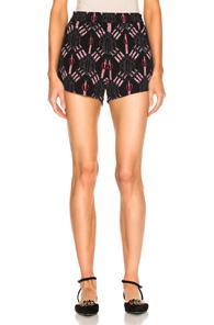 Valentino Heart Print Shorts In Abstract,black,pink
