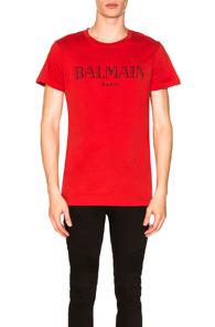 Balmain Paris Logo Tee In Red
