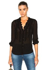 Veronica Beard Cameron Ruffle Top In Black