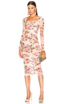 Dolce & Gabbana Floral Tulle Long Sleeve Midi Dress In Floral,pink