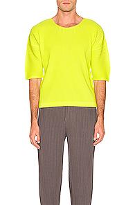 Issey Miyake Homme Plisse Tee In Yellow