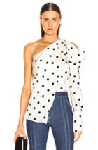 Monse Asymmetrical Scarf Top In Polka Dots,white
