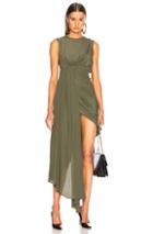 Off-white Asymmetric Military Dress In Green