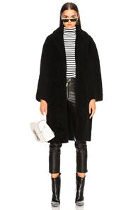 Yves Salomon Merinos Lamb Coat In Black