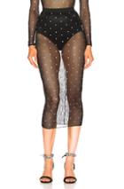 Alessandra Rich Mesh Skirt With Crystals In Black