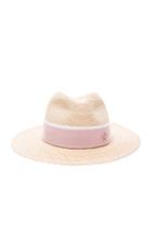 Maison Michel Henrietta Timeless Straw Hat With Thin Canapa In Neutrals