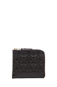 Comme Des Garcons Small Star Embossed Zip Wallet In Black