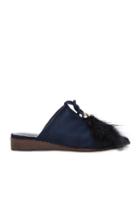 Tibi Satin Sofie Flats In Blue