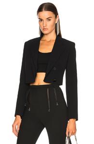 Alexander Wang Cropped Split Lapel Jacket In Black