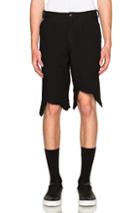 Comme Des Garcons Homme Plus Cut Hem Shorts In Black