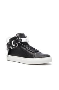 Buscemi 100mm Paint Edge Leather Sneakers In Black & White