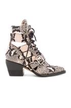 Chloe Rylee Python Print Leather Lace Up Buckle Boots In Gray,animal Print,neutral