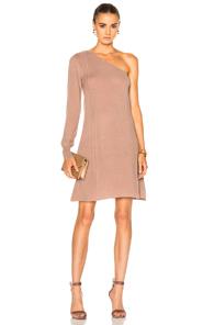 Ryan Roche Fwrd Exclusive One Shoulder Sweater Dress In Brown