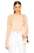 Jonathan Simkhai Ruffles Puff Sleeve Top In Neutral