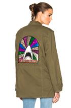Saint Laurent Gabardine Cotton Shark Patch Parka In Green