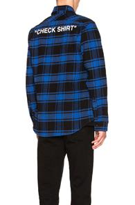 Off-white Quote Flannel In Blue,black,checkered & Plaid
