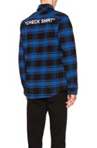 Off-white Quote Flannel In Blue,black,checkered & Plaid