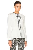 Oscar De La Renta Piping Blouse In White