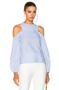Nicholas Astrid Stripe Balloon Sleeve Top In Blue,stripes