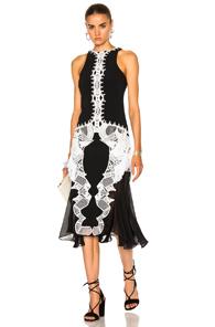 Jonathan Simkhai Lace Crepe Applique Dress In Black,white