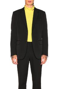 Calvin Klein 205w39nyc Wool Gabardine Two Button Jacket In Black