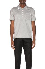 Thom Browne Bicolor Polo In Blue,gray