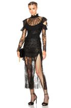 Alessandra Rich Lace Decollete Chantilly Lace Dress In Black