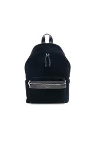 Saint Laurent Mini Velvet City Backpack In Black