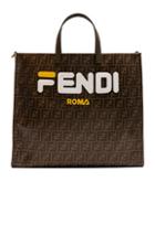 Fendi Fendi Mania Large Logo Tote In Brown
