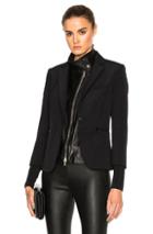 Veronica Beard Scuba Schoolboy Blazer With Leather Dickey In Black