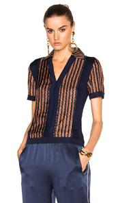 Diane Von Furstenberg Paley Top In Blue,orange,abstract