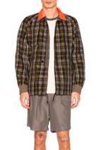 Kolor Contrast Collar Jacket In Checkered & Plaid,brown
