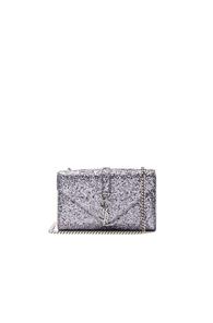 Saint Laurent Small Monogram Glitter Chain Bag In Metallics,gray