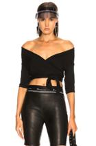 T By Alexander Wang Double Layer Wrap Top In Black