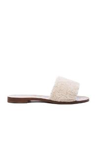 Avec Moderation Shearling Open Sandals In White