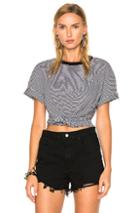 T By Alexander Wang Cotton Jersey Twist Front Short Sleeve Tee In Black,stripes