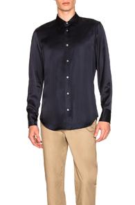 Maison Margiela Satin Viscose Shirt In Blue