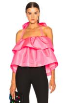 Msgm Ruffle Halter Top In Pink