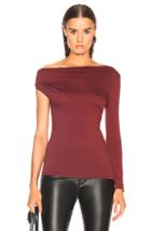 Enza Costa Jersey Drape One Shoulder Tee In Red