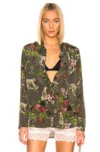 L'agence Nina Long Sleeve Blouse In Animal Print,floral,green